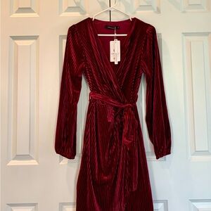 Elegant Burgundy Wrap Dress